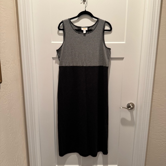 Talbots Dresses & Skirts - Talbots Vintage Sleeveless Striped Top Sheath Maxi Dress Charcoal Gray Size LP
